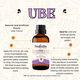 Ube Flavor N&A Concentrate Sensatika 4 fl oz - Natural and Artificial Food Flavor for coffee syrups, baking, ice cream and desserts
