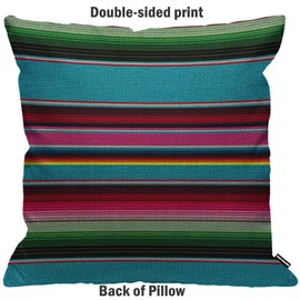 HGOD DESIGNS Mexican Blanket Stripes Cushion Cover,Ethnic Rainbow Color Striped Cinco De Mayo Throw Pillow Case Home Decorative for Living Room Bedroom Sofa Chair 18X18 Inch Pillowcase 45X45cm