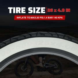 MEGHNA Fat Bike Tire 26 x 4.0 inch Heavy Duty Electric Bike Tire Fat Tire 26 inch Smooth Riding Flat Directional Tread Replacement High Performance All - Terrain Tire for Snow Bike E-Bike Fat Bike