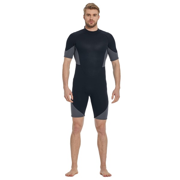 MORGEN SKY MY019 Men's Wetsuit Spring Dress, 0.08 inch (2 mm), 0.1 inch (3 mm), Short Sleeve, Back Zip, Back Jersey, Neoprene Material, Sunscreen, Diving, Surfing, Bare-diving, Fishing