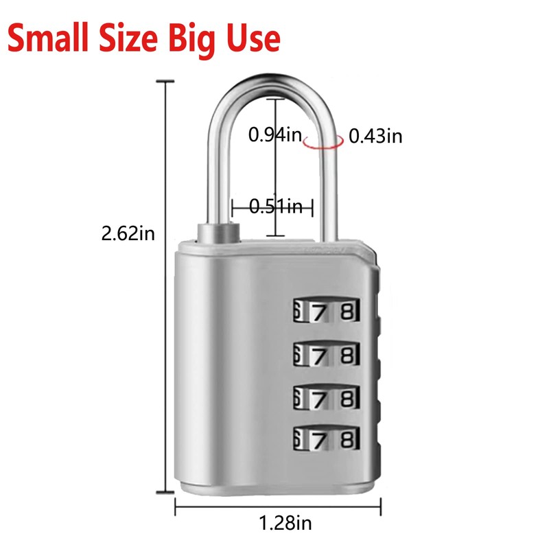 2 Pack Combination Padlock, 4 Digit Resettable Outdoor Waterproof Padlock
