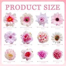 Artificial Pink Flowers Bulk Silk Roses Fake Flowers Heads for Crafts - DIY Home Spring Garden Floral Party Wildflower Garland Hanging Decoration Mini Small Rose Faux Fabric Flowers Heads 3-6cm (Pink)