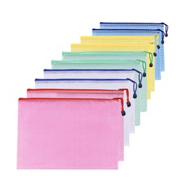 A5 10Pcs File Folder Plastic Wallets Zip Lock Bags Document Wallet File Zipper Bags for Office Home School Supplies