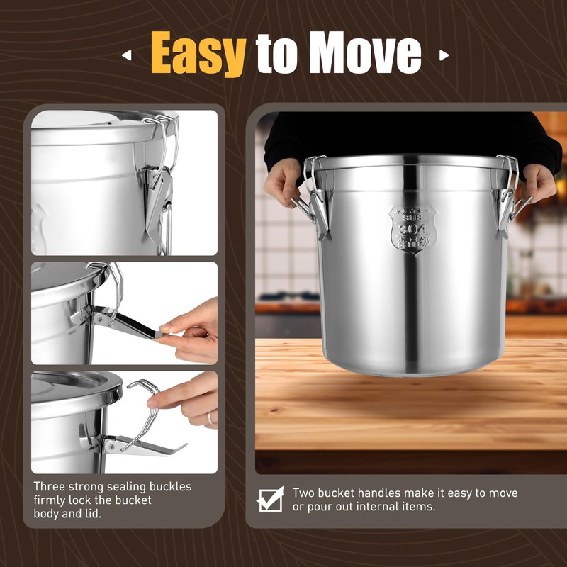 HAPPCUCOE Stainless Steel Airtight Canister for Kitchen,Food Storage Containers, Rice
