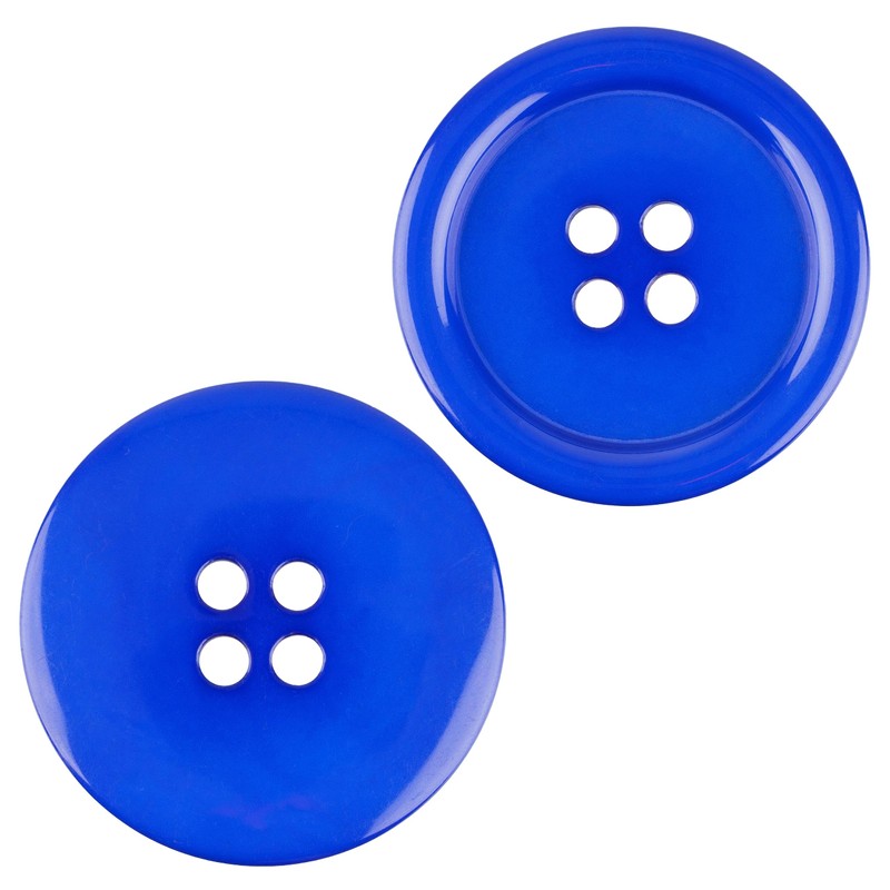 Clothing Buttons, 6 Pieces 4 Hole Diameter 40.6mm Blue Polyester