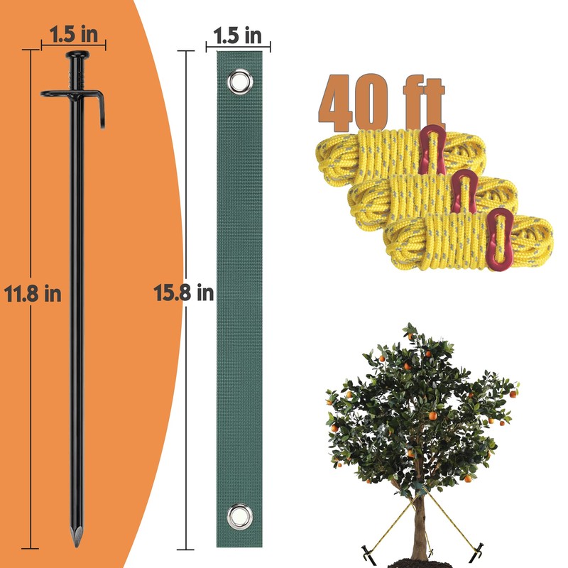 Aoipend Heavy Duty Tree Stakes Kit, Tree Supports for Leaning