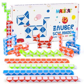 Magicat Premium Magic Snake Set, 12 Magic Snakes, 24 Blocks Each I Perfect Party Bag Children's Birthday, Party Favours, Party Gifts, Gifts, Party, Give Aways, Toy Boys and Girls, Pinata Filling