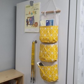 Linen Wall Pocket Wall Organizer Yellow 10ea