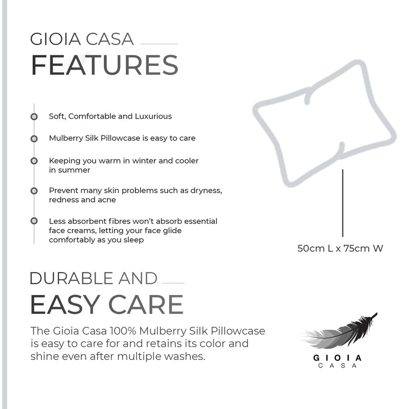 Gioia Casa Luxury Pillowcase - 100% Pure Mulberry Silk on