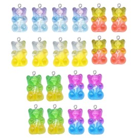 BIFHIG 20 Bunte Harzbärenzubehörteile, Bärenschlüsselanhänger, Niedliche Ohrringanhänger, Schmuckhalskettenanhänger, Niedliche Armbandzubehör, Handgefertigte DIY-Accessoires.