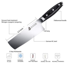 TUO Nakiri Knife - 6.5 inch Kitchen Chef Knife Vegetable Cleaver - Asian Usuba Knife - German HC Steel- Full Tang Pakkawood Handle - BLACK HAWK SERIES with Gift Box