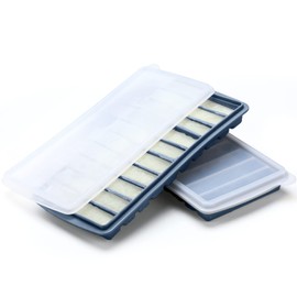 2 Pieces Breastmilk Storage Container Baby Food Milk Silicone Freezer Trays with Lid Breastmilk Freezer Tray Organizer Ice Trays Silicone Breastmilk Storage Bag Tray 10-1 oz Bars (Blue)