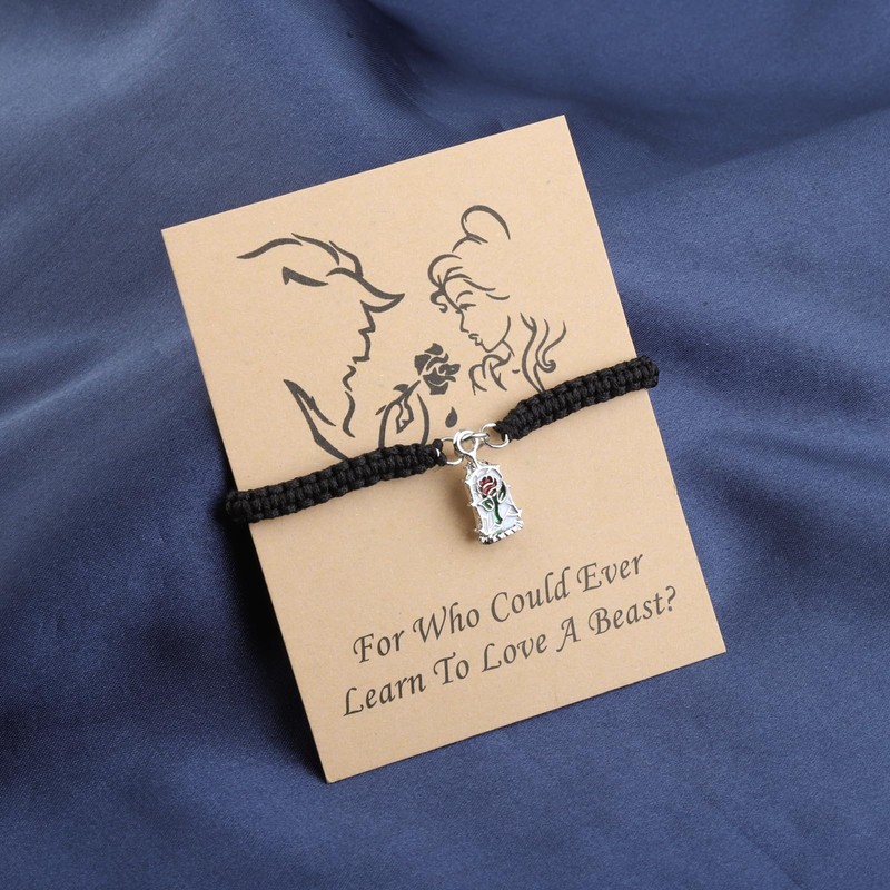 Red Rose Bracelet Beauty Beast Inspired Rose Dome Adjustable Bracelet