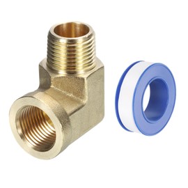 QUARKZMAN Brass Hose Fittings 3/8" NPT Male x 3/8" NPT Female, 1 Piece 90 Degree Road Elbow Forged Pipe Fittings Adapter for Gas, Air, Oil, Propane