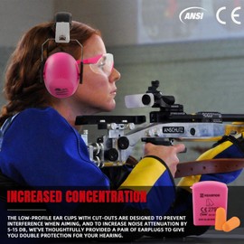 HEARMOR 3-in-1 Gun Range Ear and Eye Protection Safety Equipment Kits, Including Shooting Earmuffs, Safety Glasses and Earplugs, Ideal Gift for Women & Youth, Pink