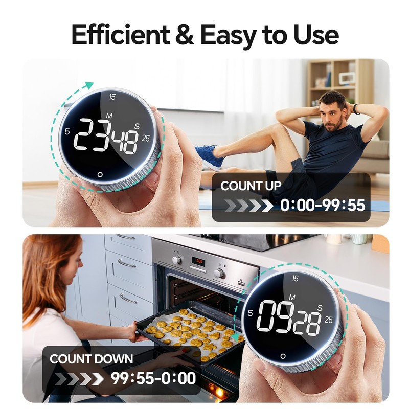Digital Timers,Kitchen Visual timers LED Display Magnetic Countdown Countup Timer