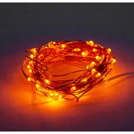 Hometown Evolution, Inc. Orange Fairy Lights - Battery Operated - 6 Foot 20 Orange LED Micro Lights on Silver Wire - Waterproof for Indoor and Outdoor Use