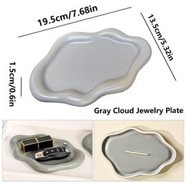 ARJDXDP Jewellery Tray, Ceramic Jewellery Tray Cloud Small Jewellery Plate, Ceramic Ring Bowl, Mother's Day, Christmas, Thanksgiving, Birthday Gift for Women (Grey)
