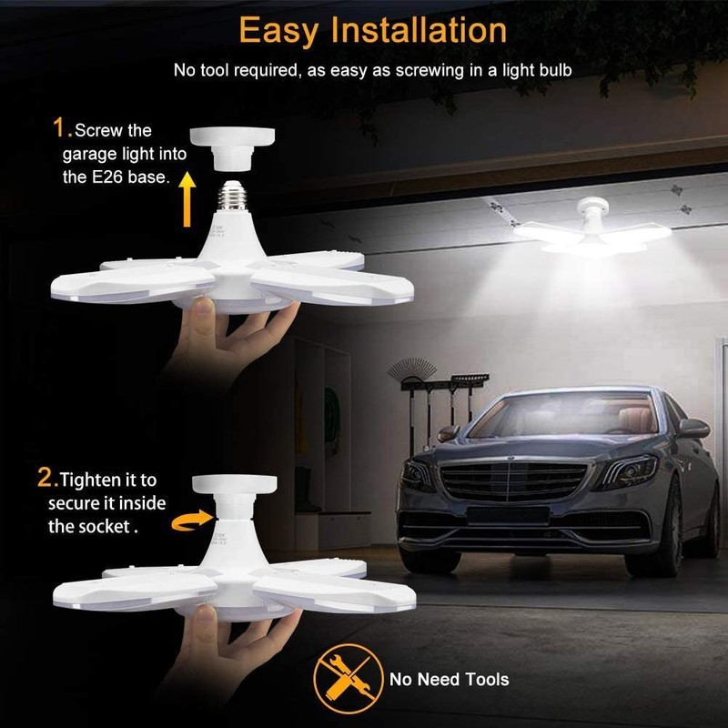 2 Pack LED Garage Light - 6000 Lumen 6500K Daylight