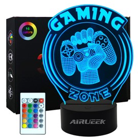 AIRUEEK 3D Gaming Zone Lamp, Game 3D Illusion Night Light for Children, 16 Colours Change with Remote Control, Children's Room Decor as Christmas Holiday Birthday Gifts for Boys and Girls