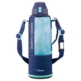 Zojirushi SD-FB15-AG Water Bottle, Direct Drinking, Sports Type, Stainless Steel Cool Bottle, 0.4 gal (1.5 L), Blue Stripe