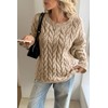 Cicy Bell Womens Oversized Cable Knit Sweaters Long Sleeve Crewneck
