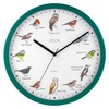 ZEON Birdsong Analogue Wall Clock, with Hourly Birdsong Announcements, Green,