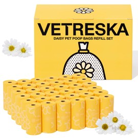 VETRESKA Dog Poop Bag Rolls Daisy Scented Leak-proof Pet Waste Bags Thick and Large Trash Bags for Dog Walking 36 Refill Rolls 540 Bags