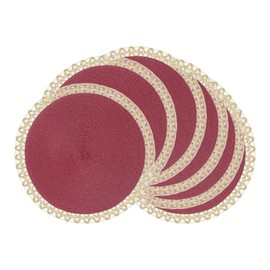 DRMHM Round Placemats Set of 8 Woven Placemats for Dining Table Decor Indoor Outdoor Washable Kitchen Table Mat Wipe Clean 15x15inch Brown