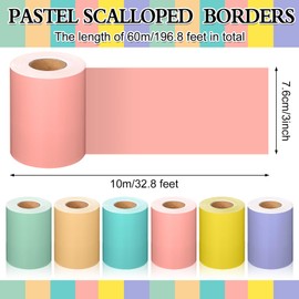Fuutreo Bulletin Board Borders Set 6 Rolls 196. 85 ft x 3 Inch Colorful Classroom Borders Trim Bulletin Board Decorations for Office School Classroom Teachers DIY Birthday Decor(Pastel Rainbow)