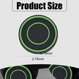 Pincuttee Car Cup Holder Coaster Silicone,Car Cup Holder Coaster 2Pack,Universal Automotive Anti Slip Cup Holder Insert Coaster,Car Interior Accessories(Green,2PC)