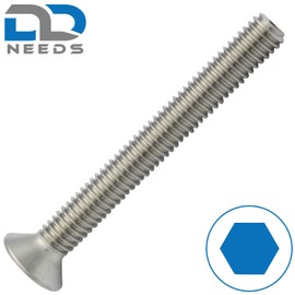 D2D Pack of 4 Countersunk Screws with Hexagon Socket (ISK) M10 x 60 - DIN 7991 / ISO 10642 - Made of Stainless Steel A2 V2A - Countersunk Screws