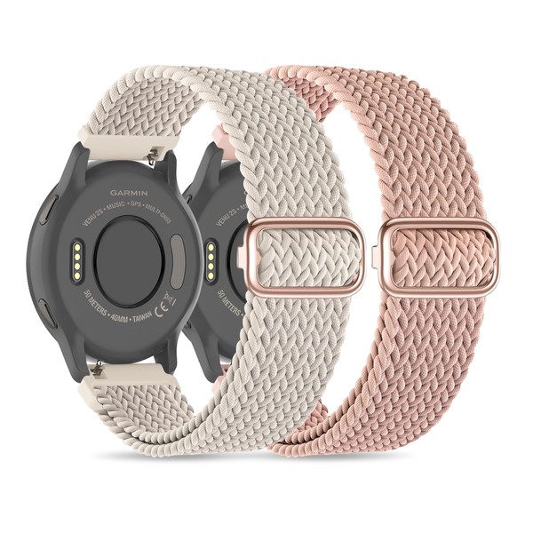 EverAct 20mm Braided Stretchy Nylon Watch Straps Compatible with Garmin