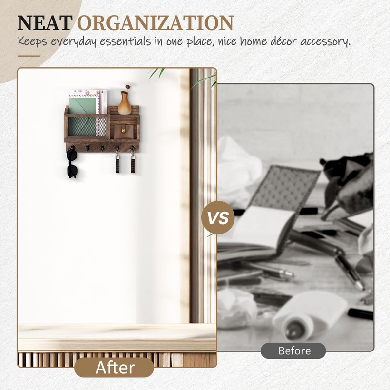 Nekon Key Holder Wall Mount with Mail Slot, 11.8" W