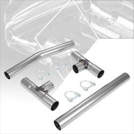 PM PERFORMOTOR Exhaust Pipe Kit, Mild Steel DIY Custom Exhaust Tubing Pipe Mandrel Bend Pipe Straight & V-Bend Kit, Compatible With Dual Exhaust Vehicles with 2.5" OD Exhaust Piping