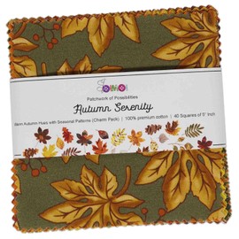 40 Pcs Cotton Bundles Charm Packs for Quilting, Fat Quarter Layer Cakes, Fabric Scraps for Crafts, Precuts Quilt Squares 5 x 5 inches, DIY Fabric Bundle Squares - Autumn Serenity