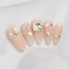 Crystal Flower Handmade Nail Tips - Almond / 크리스탈 플라워
