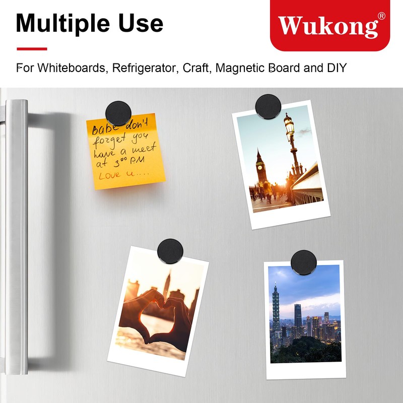 Wukong 24 Pack Black Fridge Magnets, Strong Whiteboard Magnets for