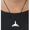 Whale Fin Pendant in 925 Sterling Silver with Cotton Necklace