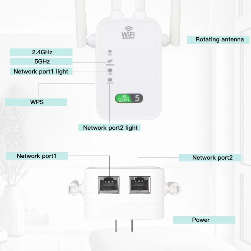 fenvi WiFi Extender Booster Repeater 1200Mbps for Full Home Coverage