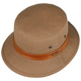Stetson Chino Twill Bucket Fabric Hat UV Protection Leather Strap Men Summer, olive, L