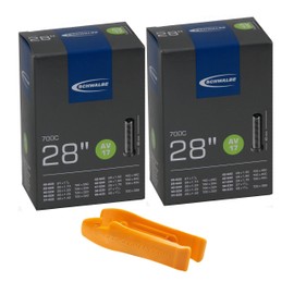 Schwalbe Inner Tube AV 17/28 set of 2 Schrader Valve with SKS Tyre Lever