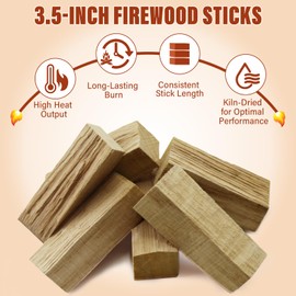 Pizza Oven Wood - Kiln-Dried Oak Wood for Pizza Ovens, 3.5-Inch Barkless Logs, Ideal for Ooni, Gozney, Solo Stove, and Other Wood-Fired Pizza Ovens, Grills, and Smokers - Approx. 10 lbs