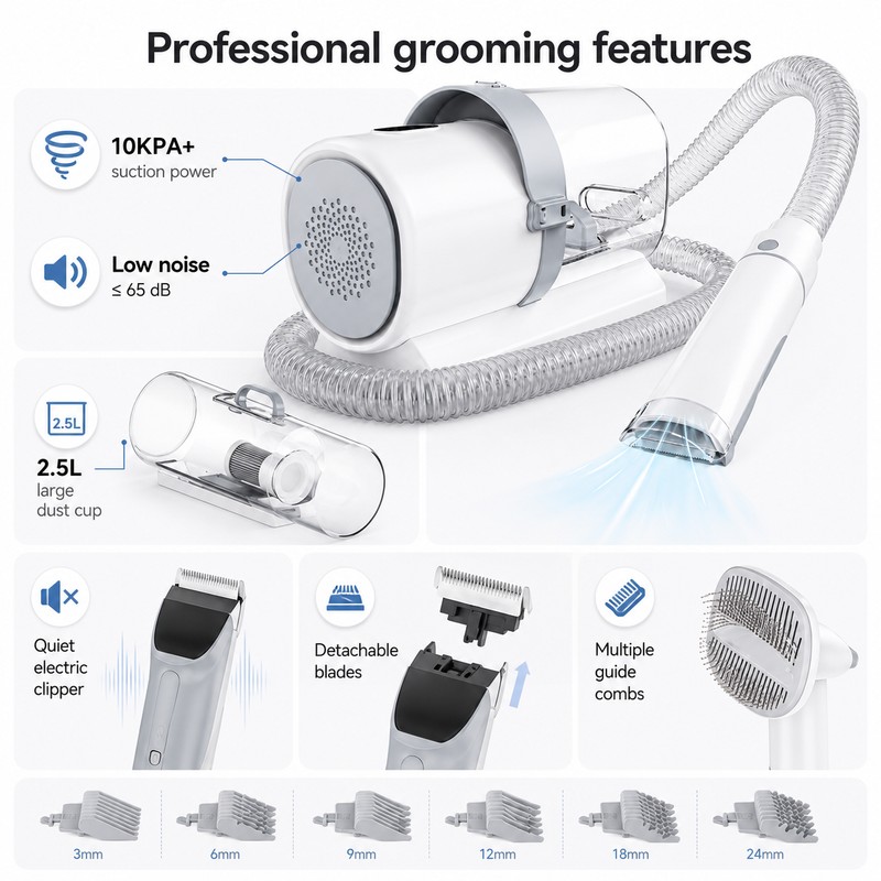 Pet Grooming Vacuum Kit for Dogs & Cats – Hair