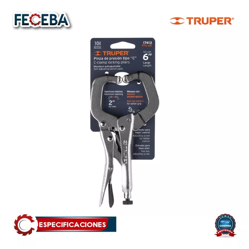 Truper Pinzas Presion T. 'c' 6' Mordaza Ajustable Truper 17413