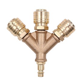 Hsthe Sea 1/4 Inch Air Hose Quick Release Distributor, Compressed Air Distributor 3-Way with Couplings, Brass Compressed Air Distributor with Male Thread & Seal NW 7.2 Air Switch