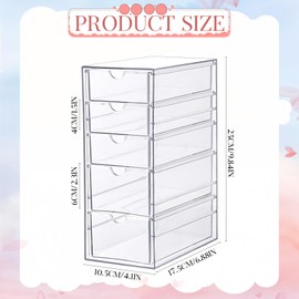 Xelsluthe Clear Hair Accessory Organizer Storage for Girls Hair Stuff, Acrylic Hair Ties Clip organization Box with 5 Drawers, Hair Supplies Container for Salon, Home, Bathroom, Desk