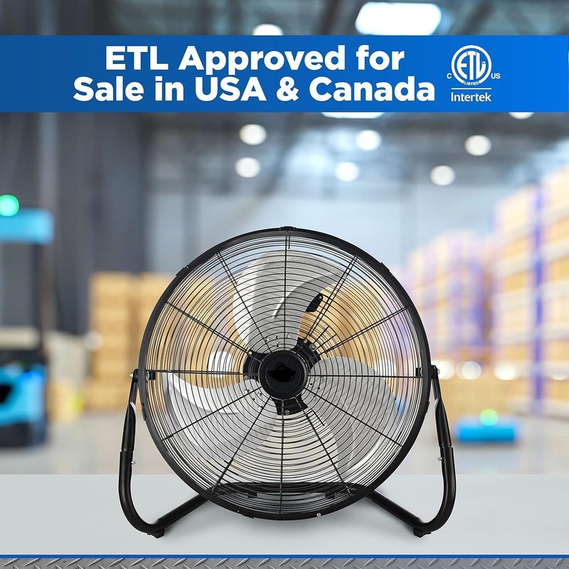 EZ-CHILL 18” 3-Speed High-Velocity Cradle/Floor Fan with 180-Degree Adjustable Tilt,