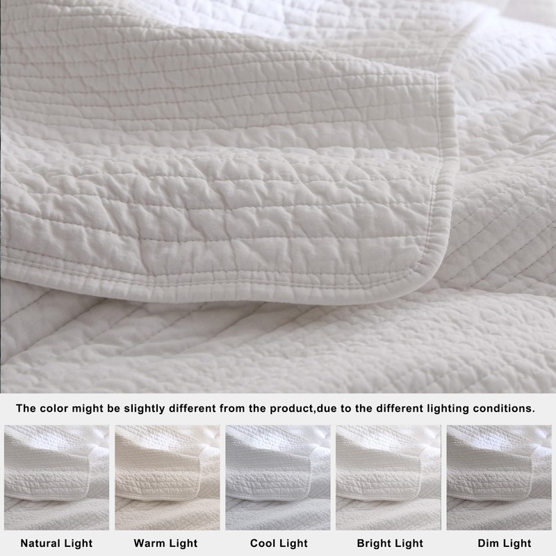 palassio Striped White 100% Cotton Quilt King Size Bedding Sets,