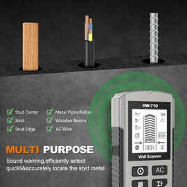 Stud Finder Wall Scanner 5-in-1 Upgraded Chip FOGZUVR: Wall Detector Scanner Detect Wood/Metal/AC Wire/Pipe in Seconds, Wire finder HD LCD Display & Audio Alarm for Edge/Center Precision, Sky Silver